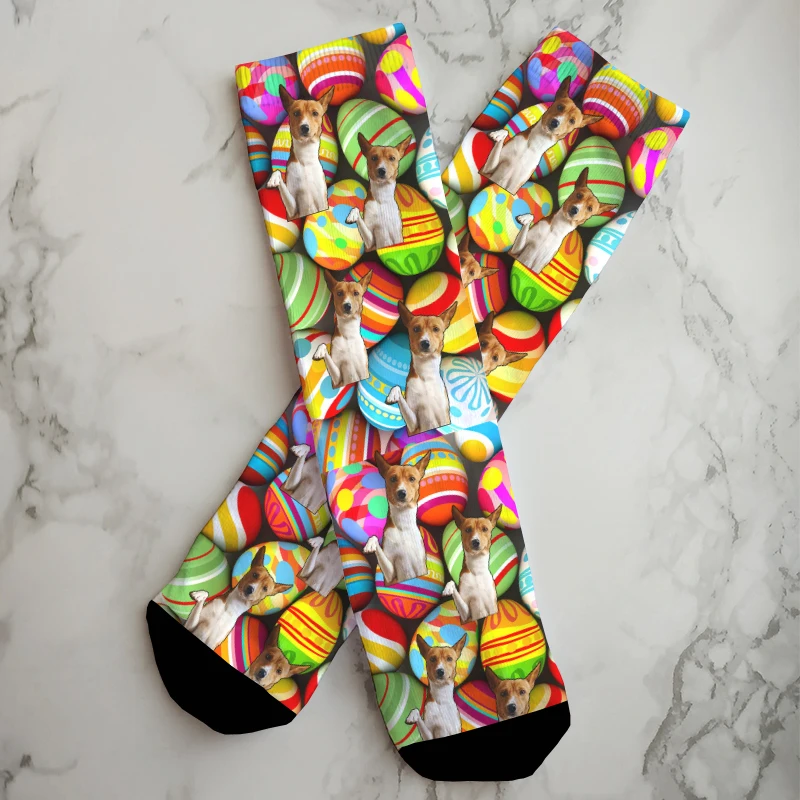 3D Print DTY Cartoon Cotton Socks Funny Egg Pattern Custom Face Hip Hhop Heutral Stockings Halloween Gift Socks Harajuku Fashion