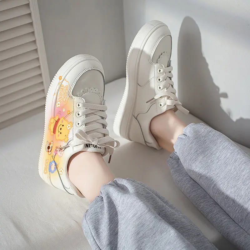 Disney Winnie Pooh Sneakers Casual Flat Women's Shoes Girly Cute Summer Breathable Comfortable Middle School Students Shoes