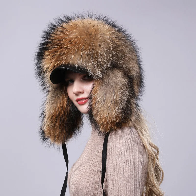 Hat Lady Winter Raccoon Fur Hat Fur Warm Ear Protection Hat New Fashion