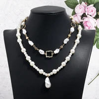 new irregular two pieces collarbone pearl necklaces ins cold wind hip hop female accessories wedding jewelry factory wholesale