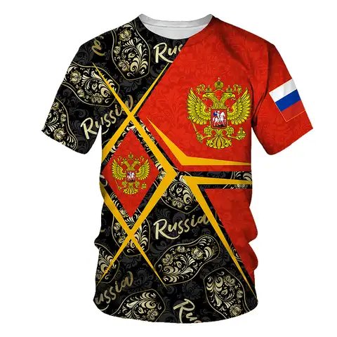 2022 Футболка с 3D-принтом флага России для мужчин, модные свободные футболки в стиле хип-хоп с коротким рукавом, топы, Российская Федерация, эм...