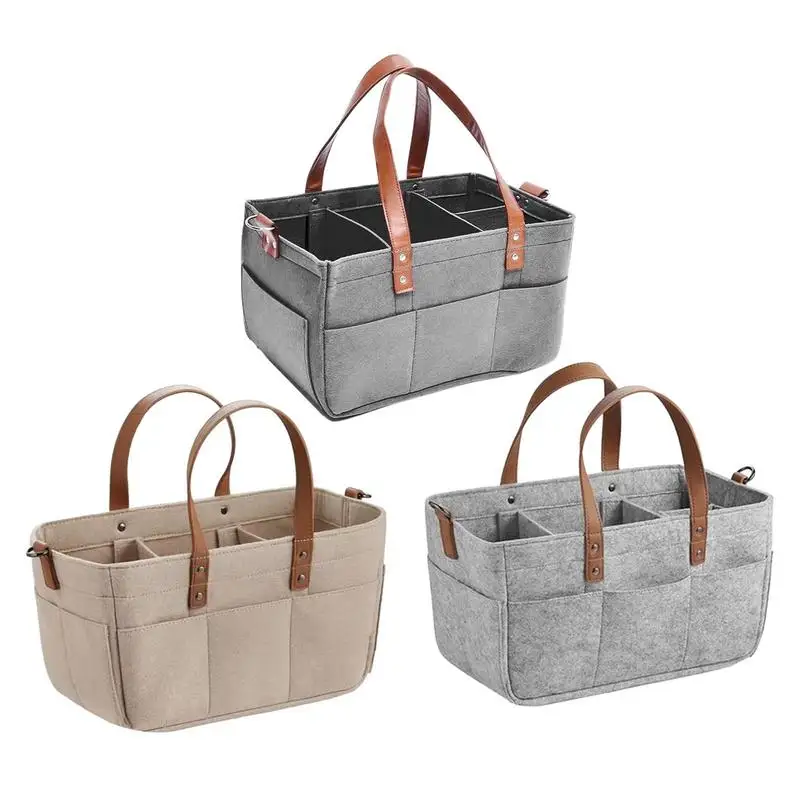 

Infant Tote Bag Large Capacity Soft Felt Diaper Bag Multifunctional Portable Diaper Storage With Handles For Wipes Diapers