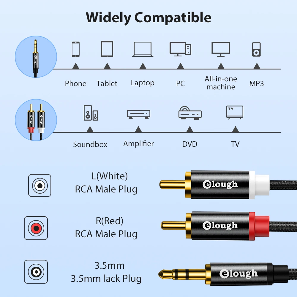 Olaf  RCA Cable HiFi Stereo 3.5 to RCA Audio Cable Male to Male Audio Cable for Home Theater DVD Cable RCA Gold-Plated images - 6