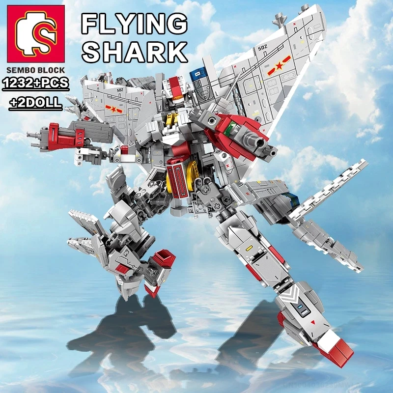 

Compatible Lego Flying Shark J-15 Shape-shifting Fighter Robot Assembled Building Blocks Boy Educational Toy Gift