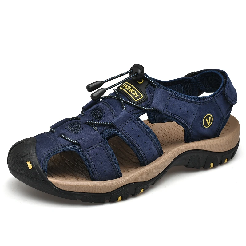 

Classic Men's Sandals Summer Soft Sandals Comfortable Mens Shoes Genuine Leather Sandals Big Size Soft Outdoor Casual Shoes Men