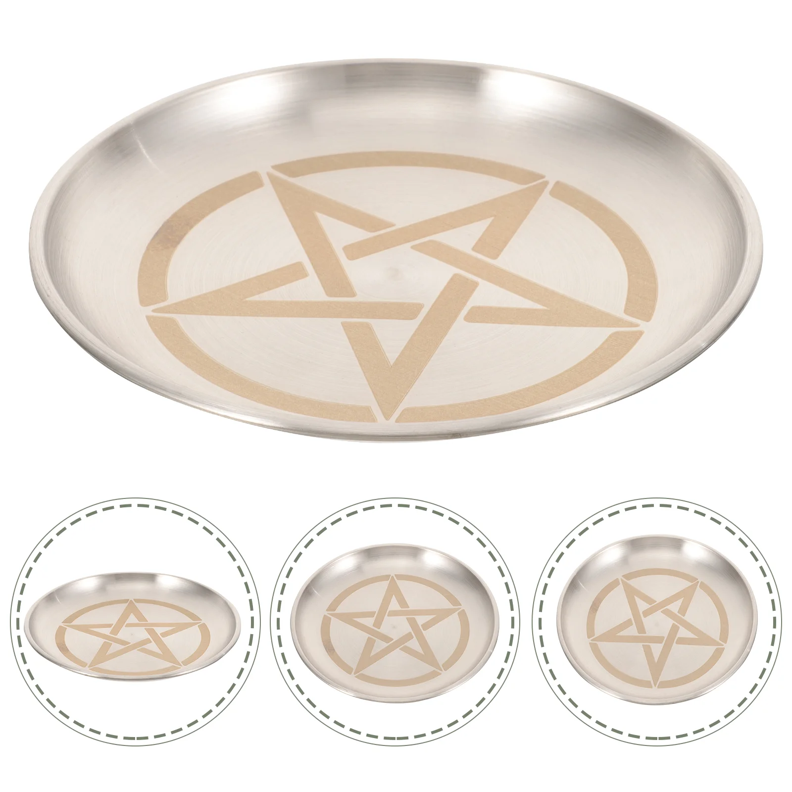 Pentagram Tea Light Candles Tray Brass Plate Household Candlestick Decorative Holder