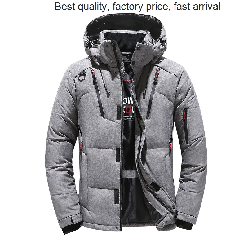 High quality luxury brand 2023 winter jacket men's casual thickening warm parka hooded multi-pocket white duck down trench coat