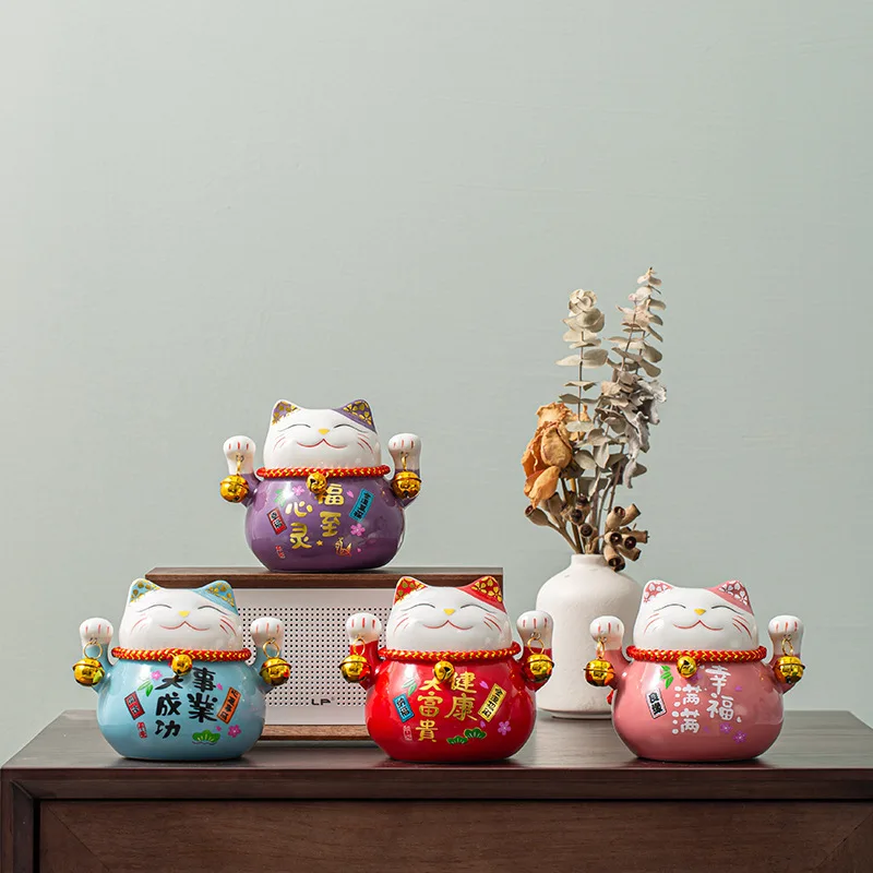 

Chinese Cartoon Ceramic Personalized Lucky Cat Shaped Piggy Bank Cute Creative Cat Jewelry Gift Home Decoration Accessories