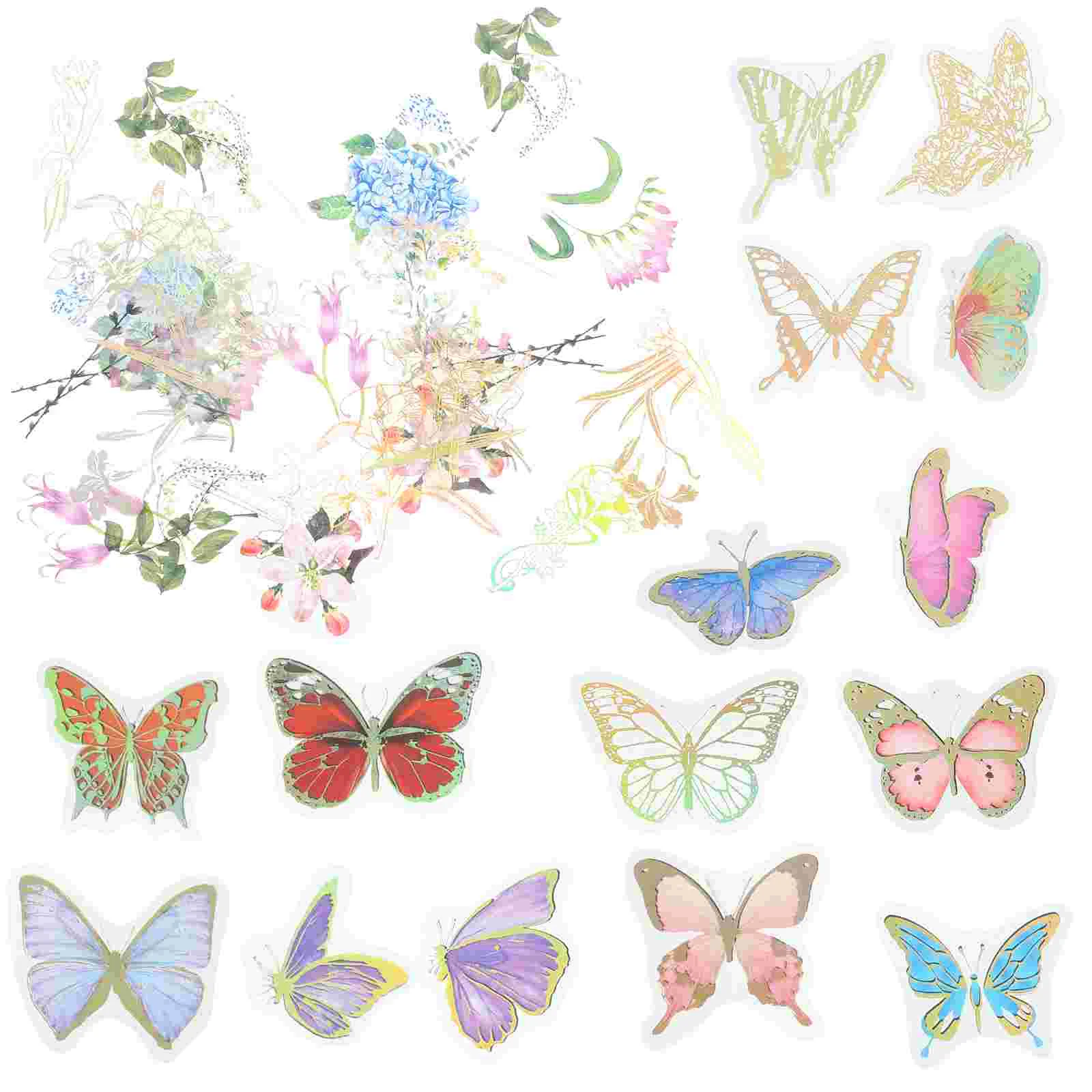 

60pcs Diary Decorative Decals Scrapbooking Stickers Plants and Butterfly Stickers