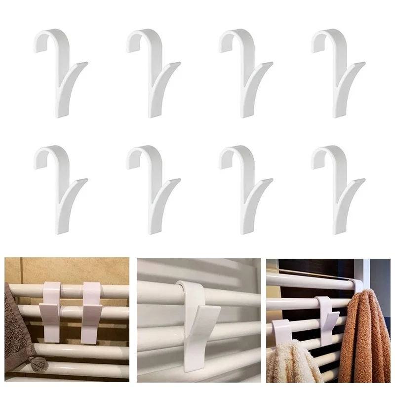 

2/4/6pcs White Hook, Heated Towel Rack, Radiator Bracket, Bathroom Hook, Hanger, Soft Scarf Rack, Towel Rack, Bathroom Hook Rack