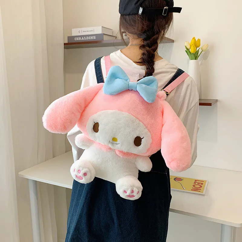33cm 산리오 Plush Backpacks Stars Cinnamoroll Pink Melody Cute Girl Decortoy Doll Kawaii Sanrio Plush Shoulder Bag Backpack 2022 images - 6