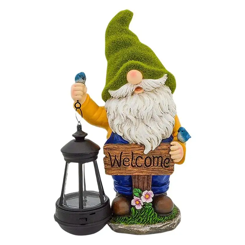 

Garden Lighted Gnome Figurines Solar Powered Outdoor Patio Lawn Gardening Decorative Lights for Table Flower Beds Fences Walkway