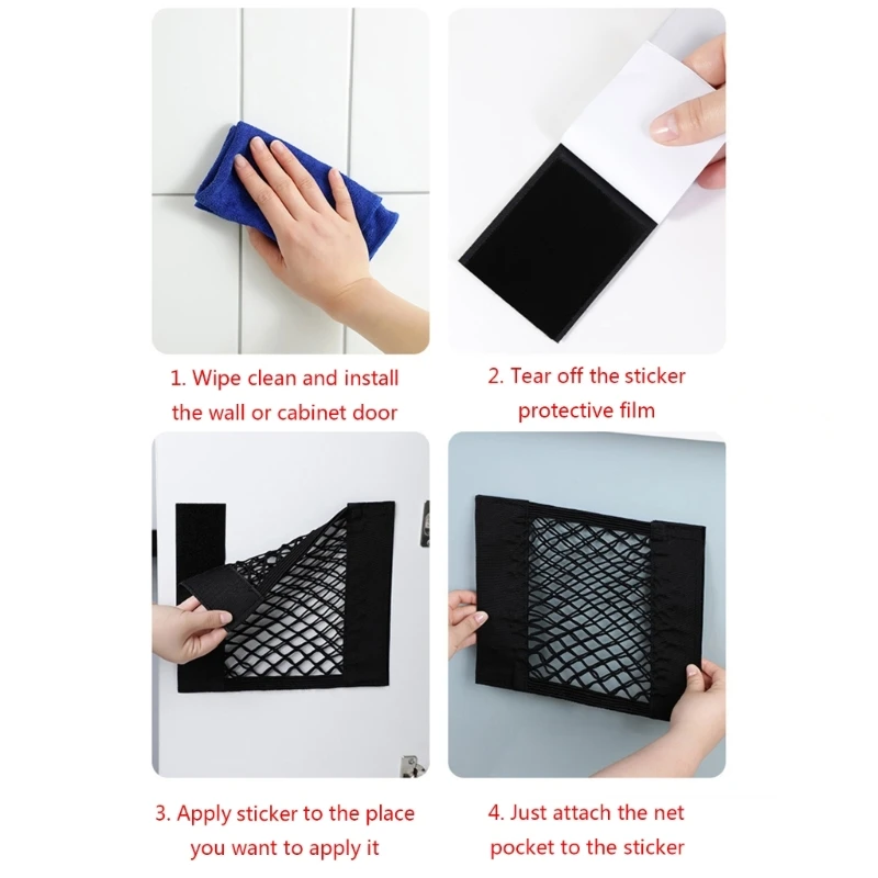

M5TF Elastic Automotive Cargo Net Pocket Wall Sticker Bag Storage Net Polyester Fibre Material for Car Truck