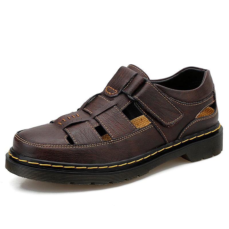 

Men Genuine Leather Sandals Summer Classic Men Shoes Soft Sandals Roman Comfortable Outdoor Walking Footwear flat sandals beach