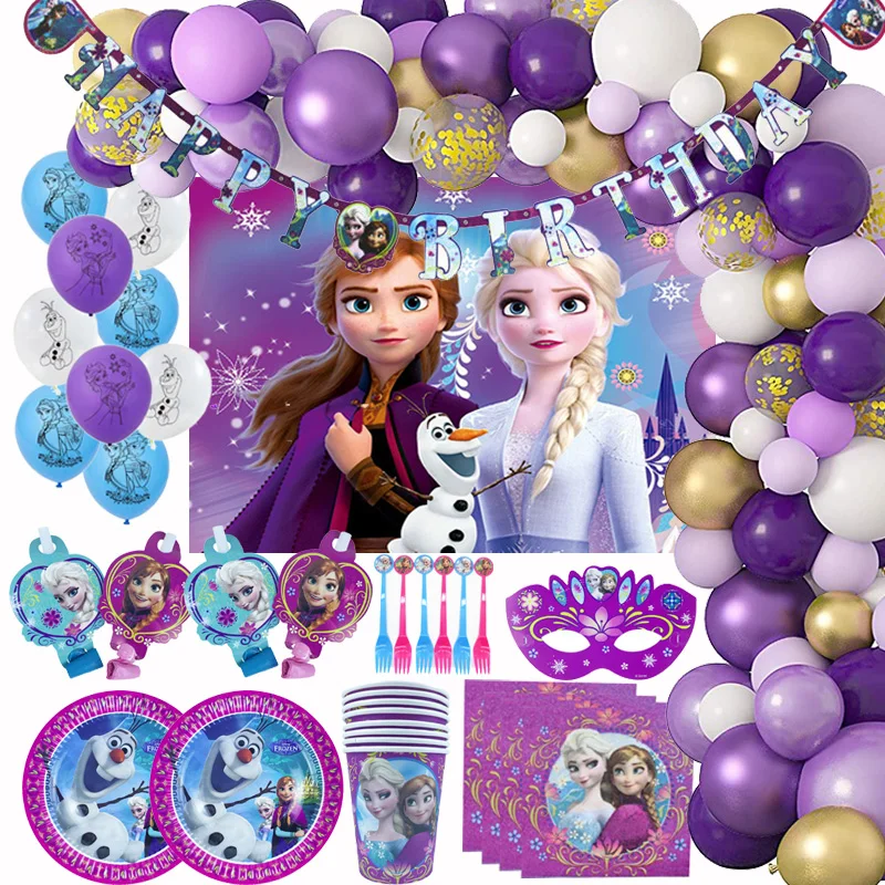 

Disney Frozen Princess Elsa Theme Disposable Cutlery Napkin Paper Plate Balloon Baby Shower Party Globos Kid's Toy Gifts