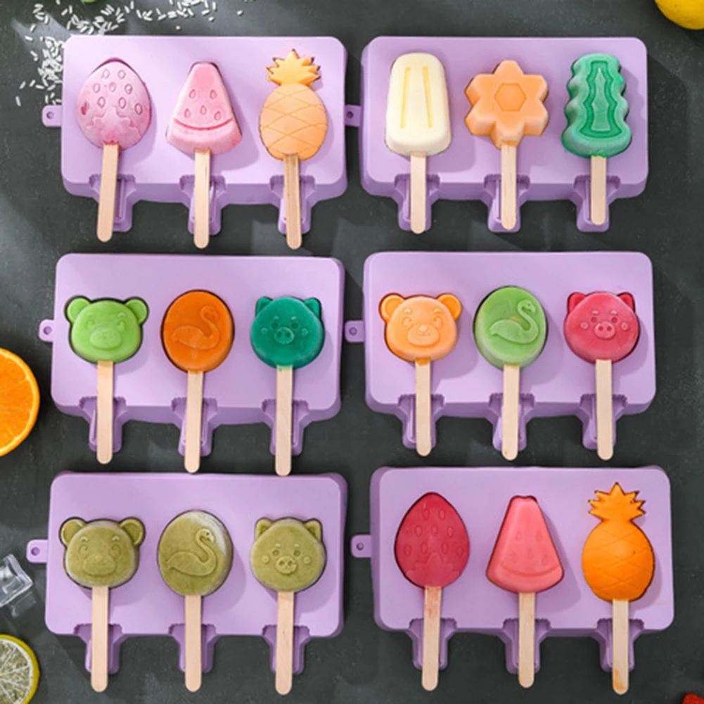 

1/3 Silicone Ice Cream Molds Ice Cube Tray Homemade Hole Food Safe Frozen DIY Portable Round Ice Cube Shape DIY Bar