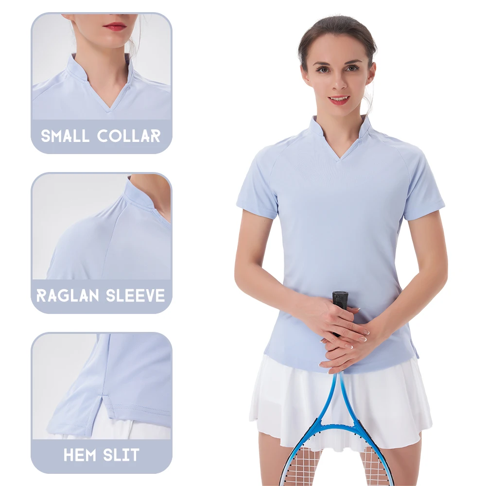 Women's Golf Wear Summer 2023 Golf Women Clothing Moisture Wicking T-shirt V-neck Short Sleeve Shirt Small Collar Quick Dry Tops