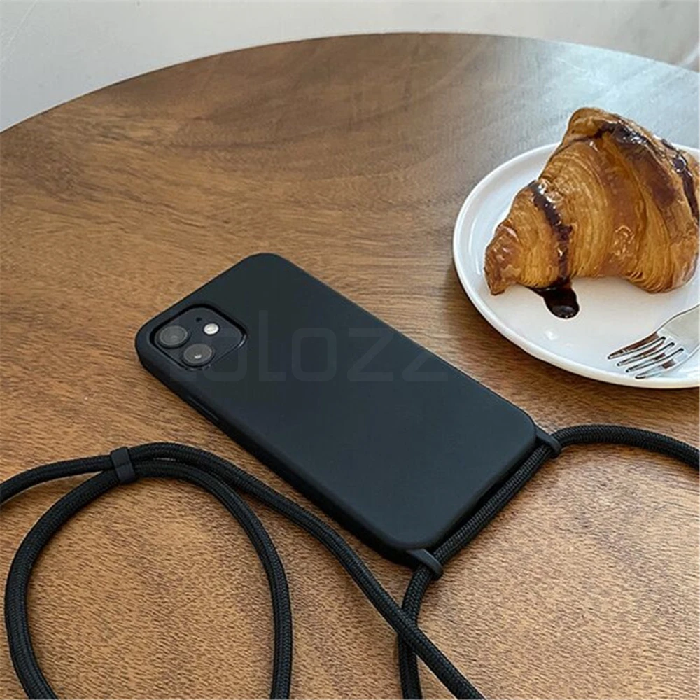 Флуоресцентный силиконовый чехол со шнурком для iPhone 14 13 12 11 Pro Max Mini X XR XS 7 8 Plus SE