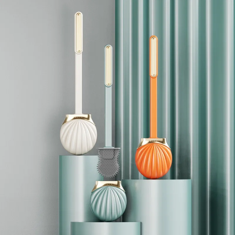 

1pc Silicone Toilet Brushes with Holder Wall-Mounted Long Handled Cleaning Punchless Brush WC Bathroom Hygienic Accessories