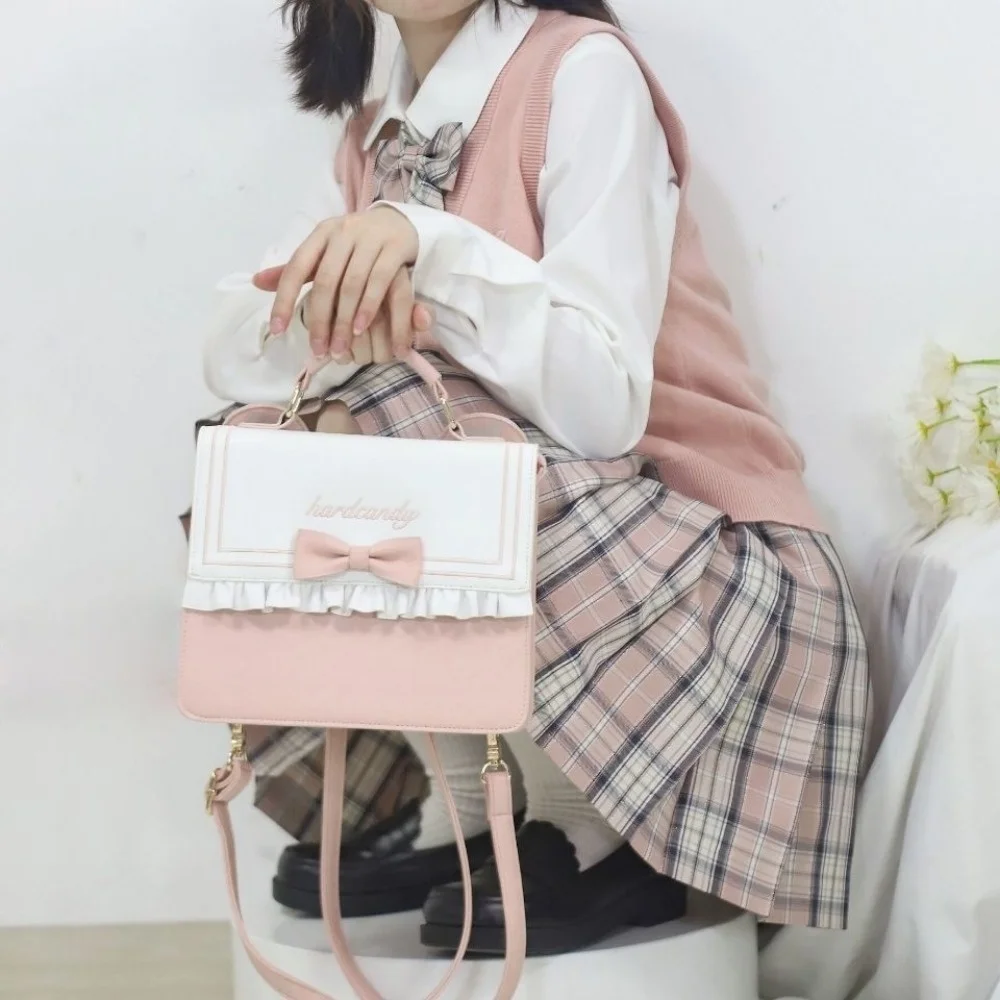 

2023 New Trendy Y2k Student Schoolbag Lolita Bow Handbag Korean High capacity Niche Jk Uniform Shoulder Bag Mochilas Para Mujer