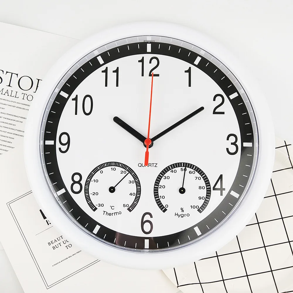 

Minimalist European Wall Clock 10-inch Temperature Resin Pointer Simple Wall Clock Modern Design Pvc Material Reloj De Pared