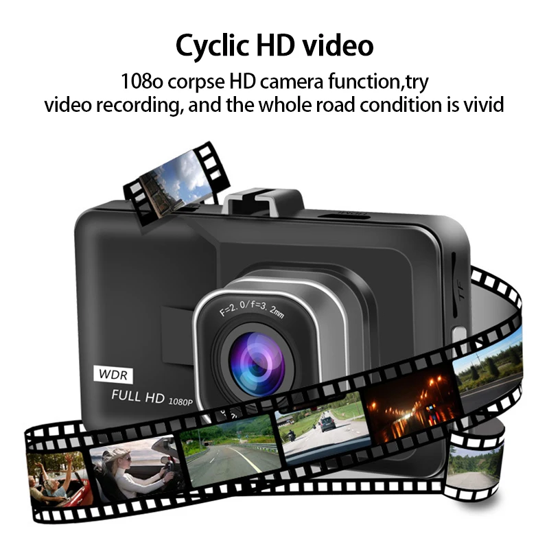 

Видеорегистратор автомобильный Full HD 1080P, 3 дюйма, угол обзора 140 °
