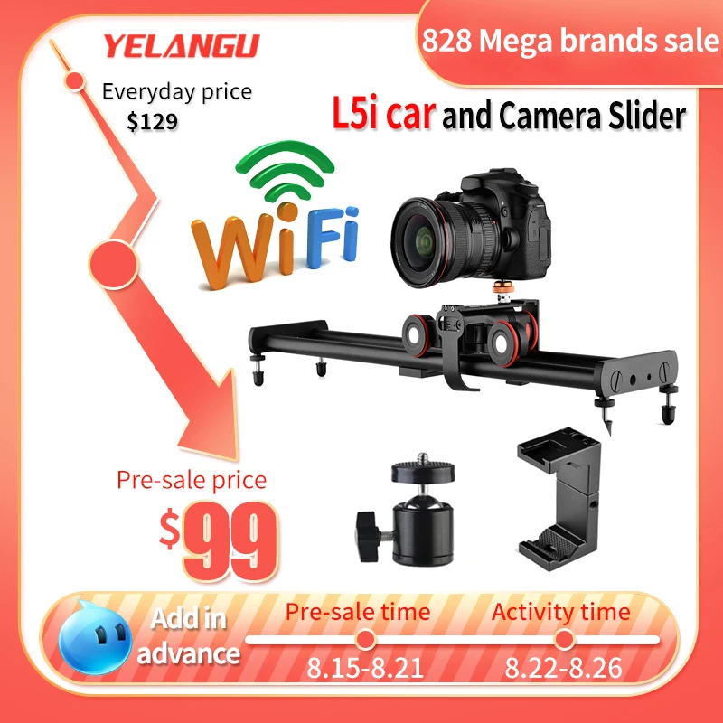YELANGU Camera Video Autodolly Electric Motor Track Slider for Canon Nikon Sony DSLR for iphone12 for Xiaomi Yelangu L4X