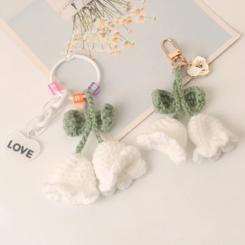 Вязаный крючком колокольчик-орхидея ручной работы брелок-подвеска для ключей от