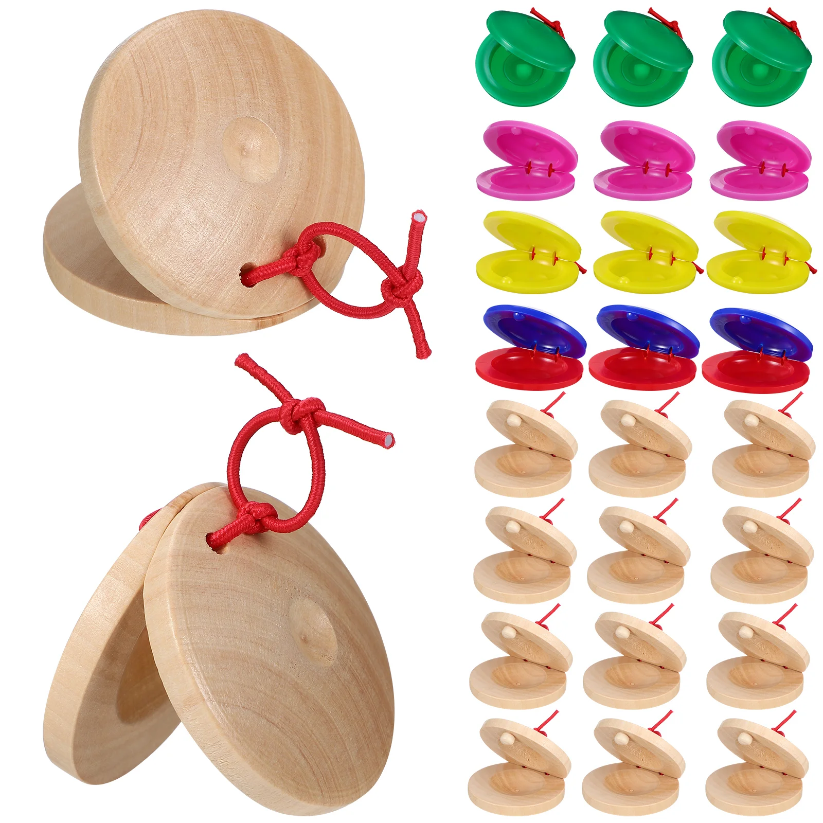

24 Pcs Castanets Baby Shaker Toy Wood Flapper Preschool Musical Instruments Wooden Teaching Aids Toddlers Plastic Child