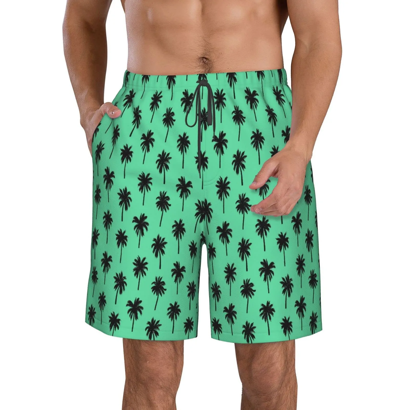 

Men's Swim Trunks Quick Dry Printed Beachwear Surfing Running Swimming Drawstring Shorts Pantalones Cortos Male Clothes