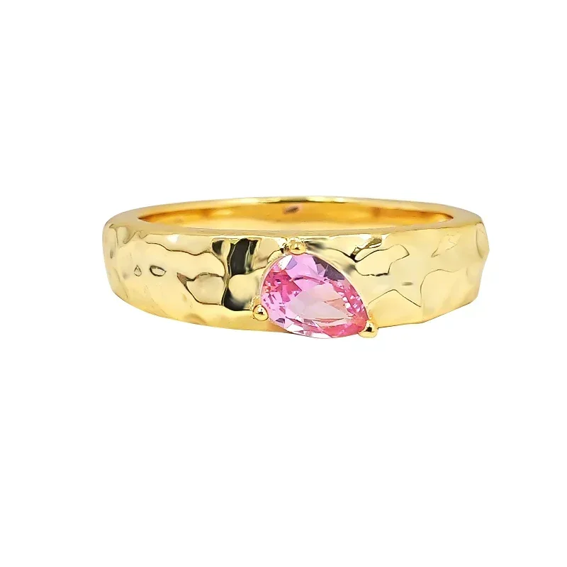 Новое Розовое искусственное сапфировое кольцо с текстурой в форме капли из
