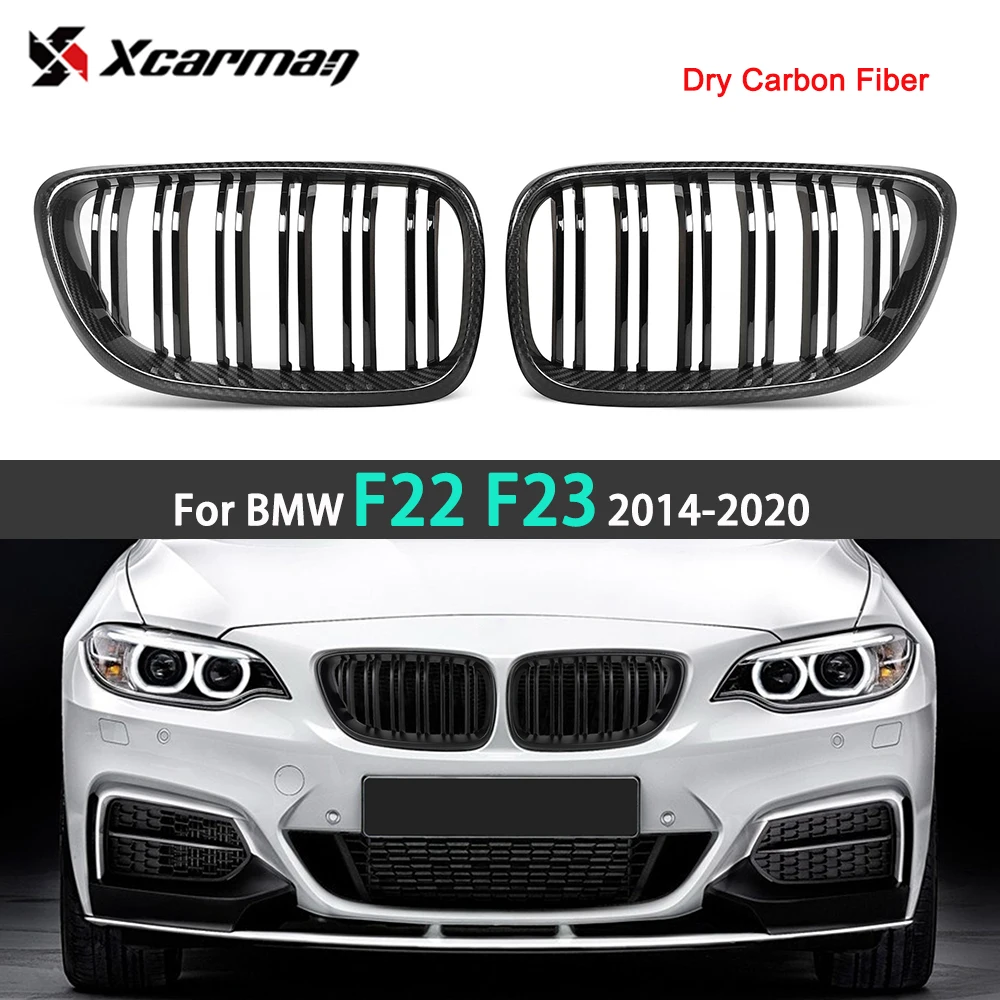 

Front Hood Grills Dry Carbon Fiber&ABS Bumper Kidney Grille For BMW 2 Series Coupe Cabriolet F22 F23 2014-2020 Auto Replacement