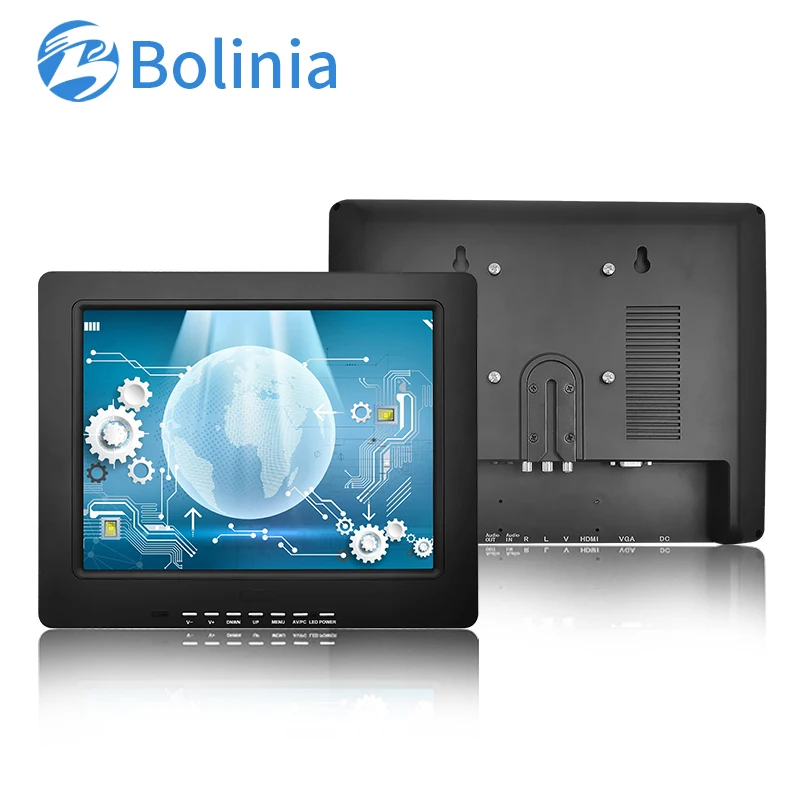 

12 Inch 1024*768 HDMI VGA AV BNC USB Resistive Touch Square Screen Plastic TFT Vesa Wall & Stand Industrial POS CCTV Monitor