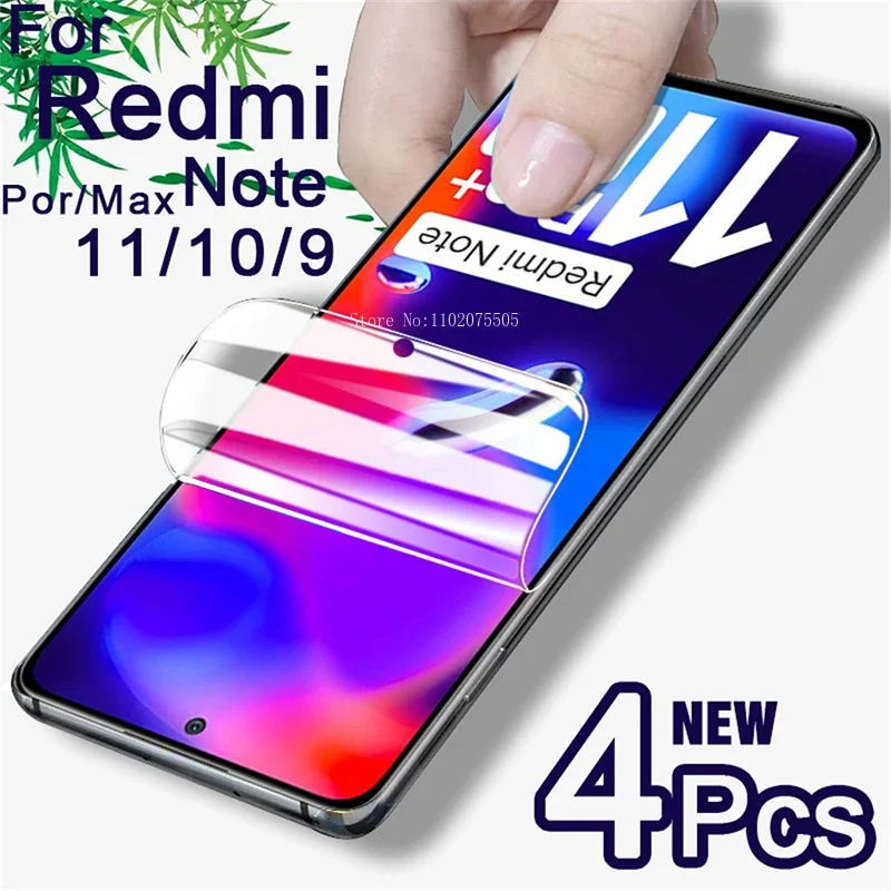4 шт. мягкая защитная пленка для экрана Redmi Note 13 12 11 10 9 Pro Max гидрогелевая 8 7 11S 10S 9S