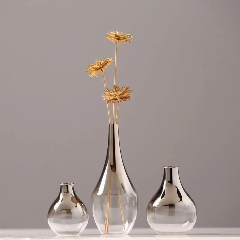 

Декоративные вазы, современные сушеные цветы, маленькие скандинавские прозрачные стеклянные вазы, горшки для комнатных цветов, домашний де...