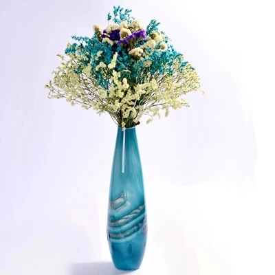 

Home Decoration Ink Blue Glass Vase Crafts Simple Color Matching Vase Stained Glass Vase Decoration