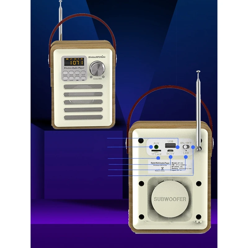 

FM-радио, ретро, деревянная коробка, радио с ручкой, с функцией Bluetooth-динамика