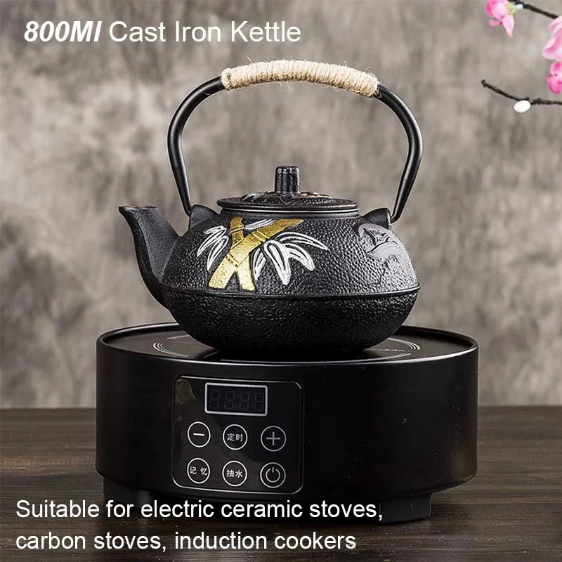 

Cute Tea Sets European Cooking Pots Set Teapot With Stainless Steel Infuser Plum Flower Cast Kettle For Water Pitcher Boiling