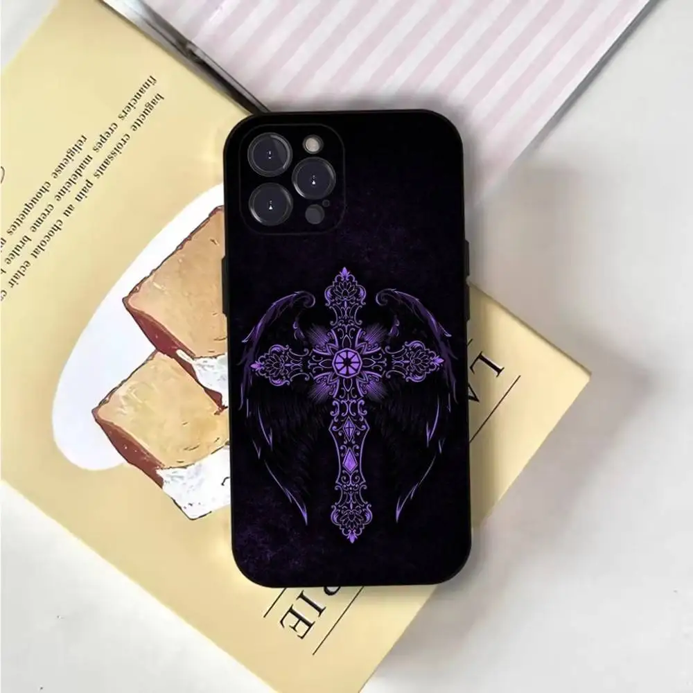 Фото Чехол для телефона Gothic Cross Skull Y2K для iPhone 6,17,16,15,14,13,12,11 Plus,Pro Max,XS,XR,SE,Mini,8,7,мягкий силиконовый черный чехол №5