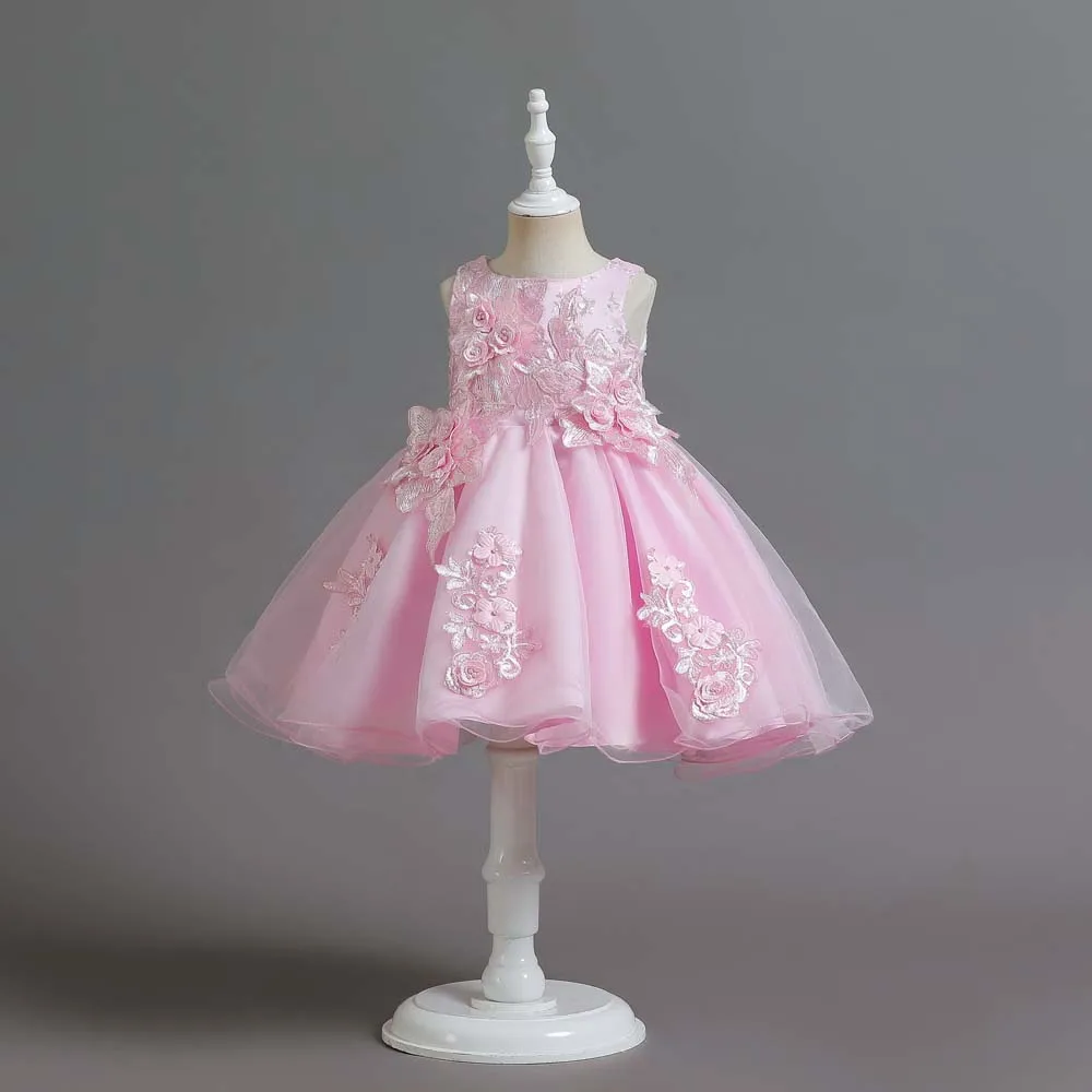 

Factory Wholesale Noble Beautiful And Elegant Sleeveless Princess Flower Girl Dress For Attending The Birthday Wedding Party