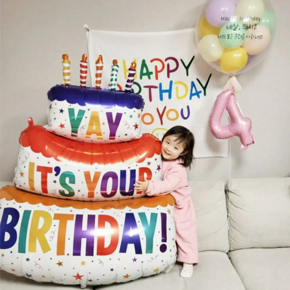 

Carnival Cake Balloons Happy Birthday Large Cake Balloon Rainbow Cake Balloon Jumbo Foil Birthday Party Decoration Birthday Gift