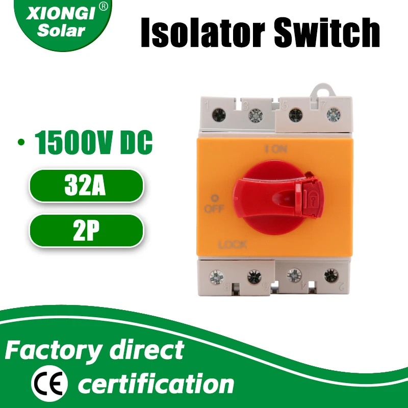 

XIONGISolar PV Изолирующий переключатель постоянного тока 4P 32A 1500V Разъединитель с вращающейся ручкой EDS1DB/S32/4R