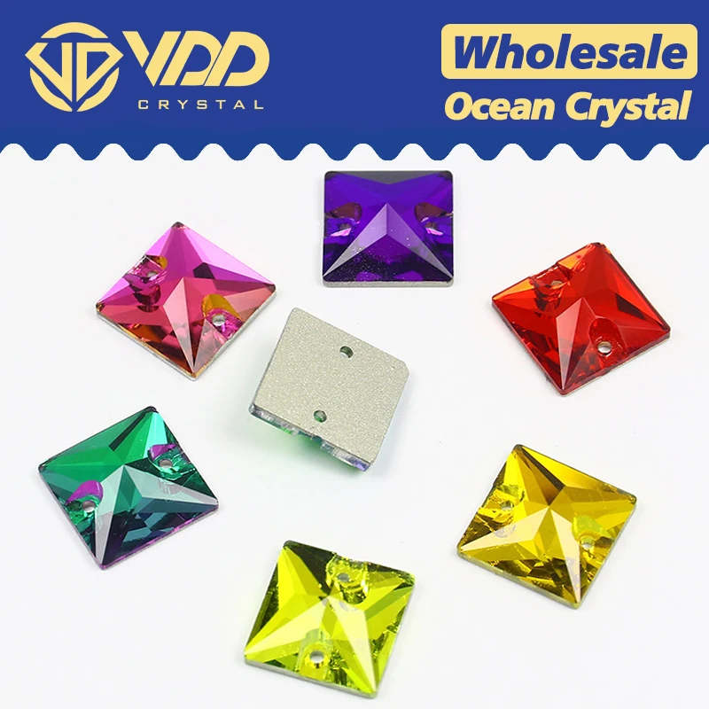 

VDD 100 шт., оптовая продажа, квадратные кристаллы К9, плоское стекло, 3D камни для шитья, стразы для рукоделия, изготовления одежды, платьев