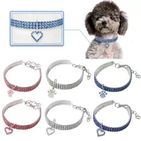 dog pet collars necklace for collars with heart pendant diamond puppy pet shiny full rhinestone necklace collar