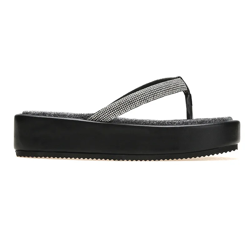 Plus Size 43 Thick Bottom Slippers for Women 2022 Summer New Slides Flip Flops Women Fashion Crystal Sandals and Slippers