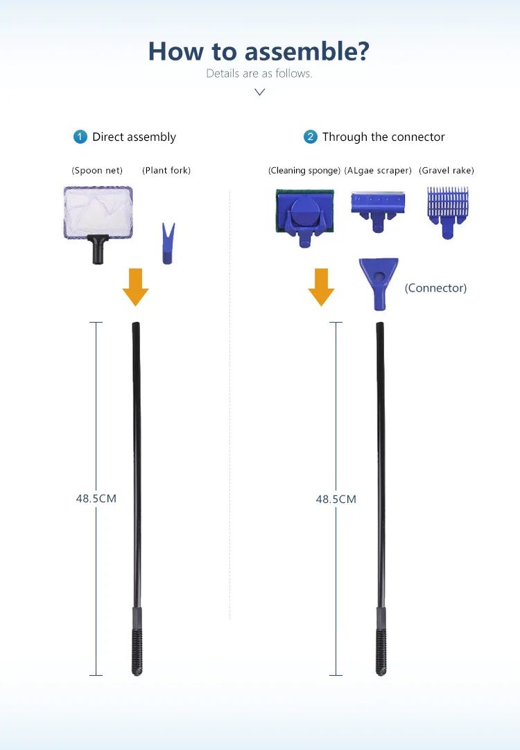

5 in 1 Aquarium Cleaning Tools Aquarium Tank Clean Set Fish Net Gravel Rake Algae Scraper Fork Sponge Brush Glass Cleaner