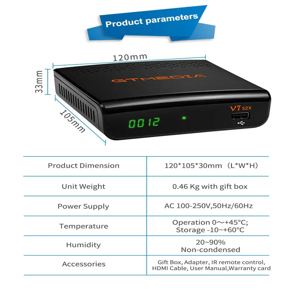 Fta GTMEDIA V7 S2X DVB-S2 спутниковый ресивер с Usb 1080p Full HD Поддержка Biss Авто прокрутка V7hd