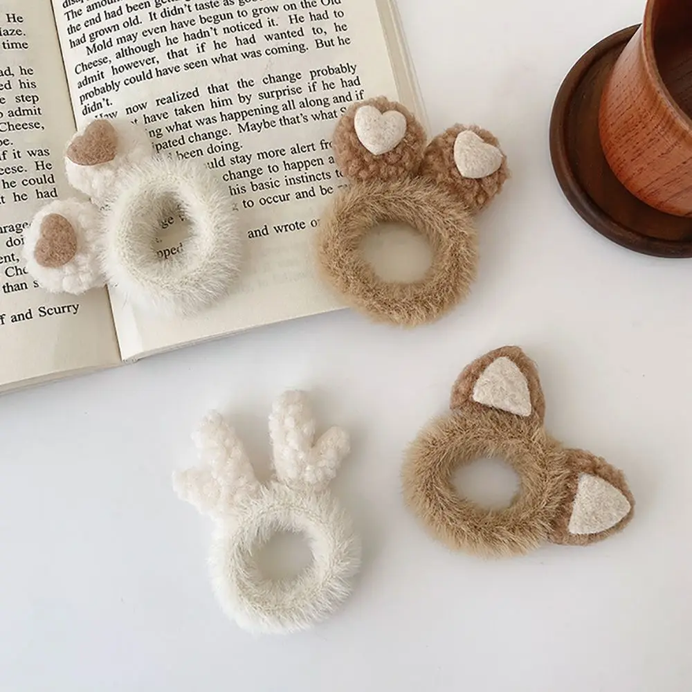 

Hair Ties Female Antlers Plush Christmas Ponytail Holder Korean Style Hair Rope Cat Ears Scrunchies Women Hair Ring