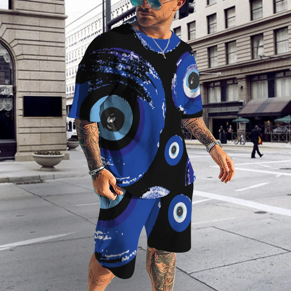 Summer Suits for Men Sets Causal Short Sleeve Tshirt Beach Shorts Sportswear Male O-neck T-shirt 2-piece Tracksuits Clothing