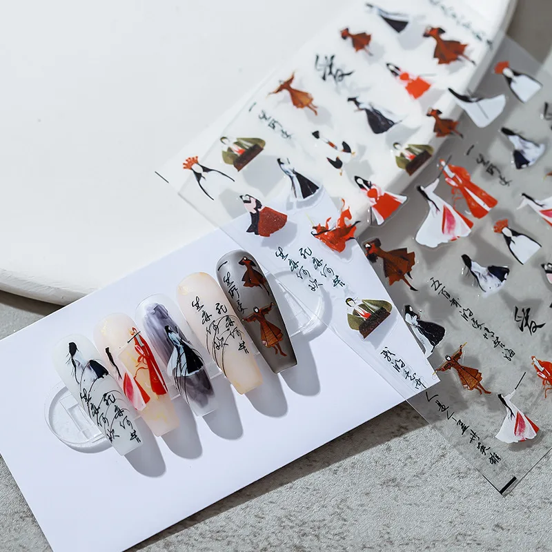 

1 Sheet New Tech Thin 3D Chinese Paintings Dahua Xiyou Figure Love Of Life Adheisve Nail Art Stickers Decals Manicure Ornaments